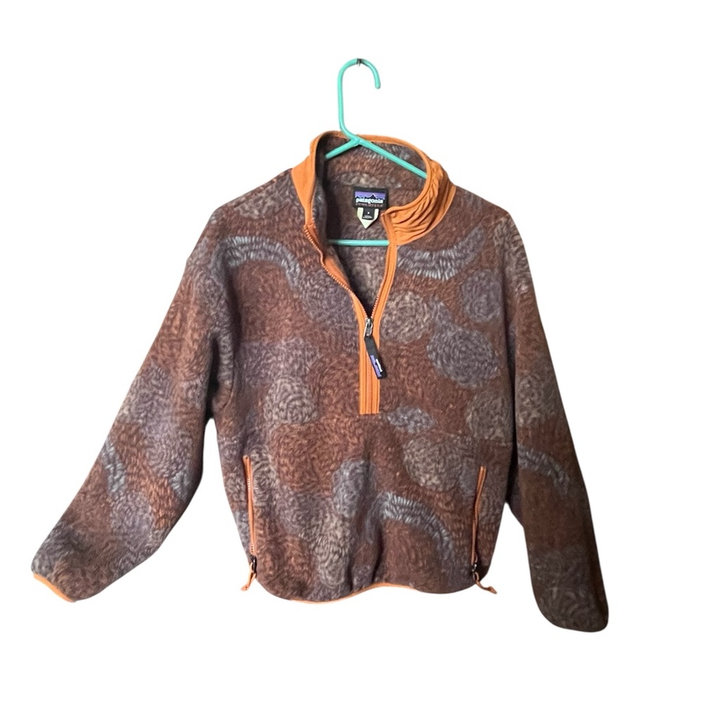 🏔️ Rare Patagonia Synchilla Marsupial Pullover Fleece Earth Tone Print